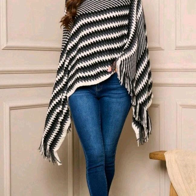 Black and White Poncho $12.00 - Goldie B & Co Boutique