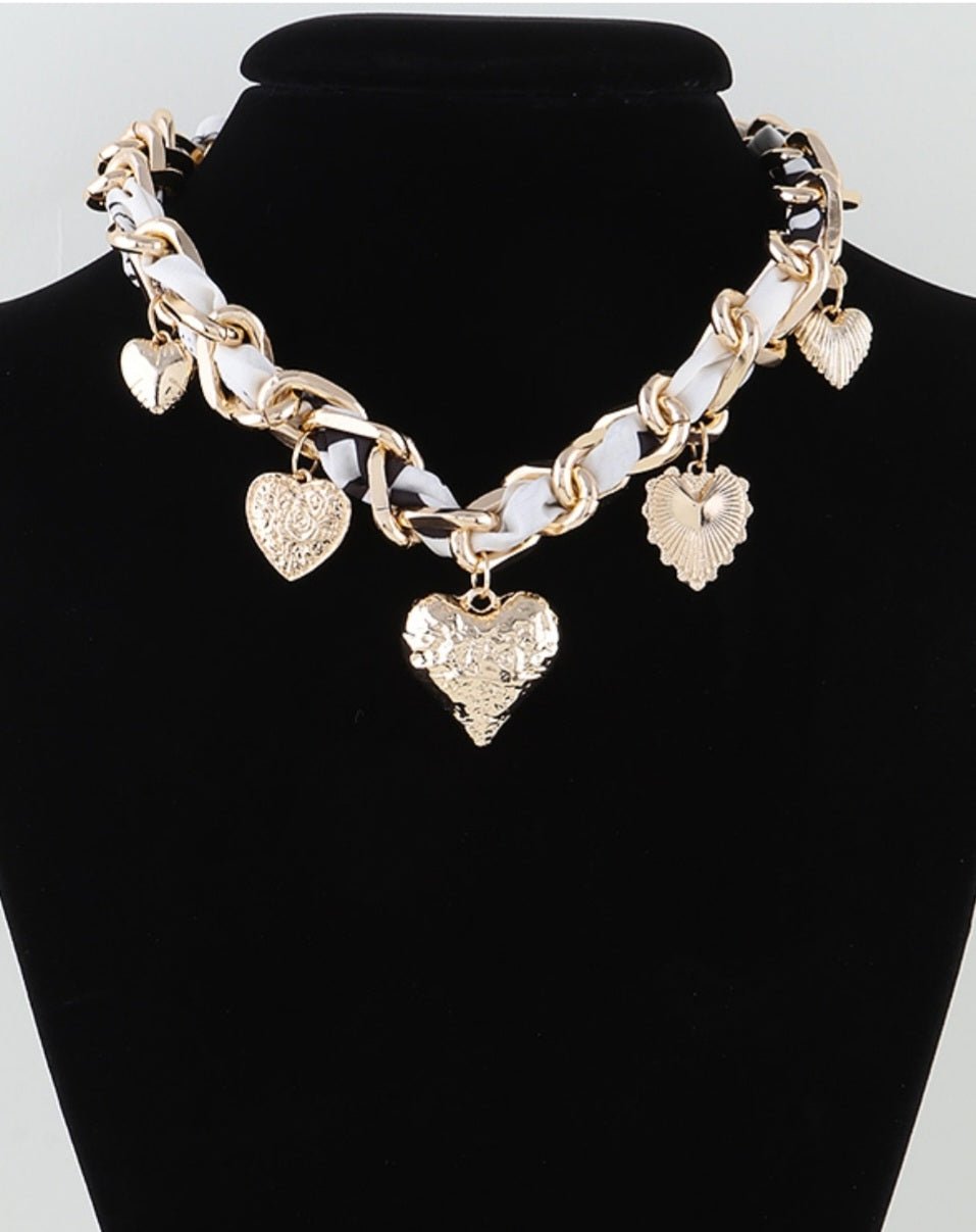 Braided Scarf Heart Necklace $23.00 - Goldie B & Co Boutique