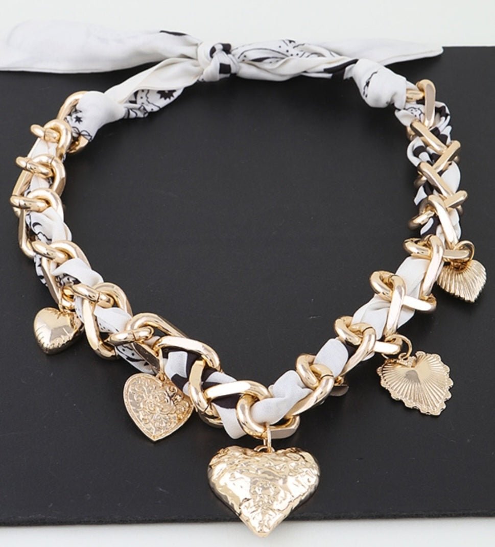 Braided Scarf Heart Necklace $23.00 - Goldie B & Co Boutique