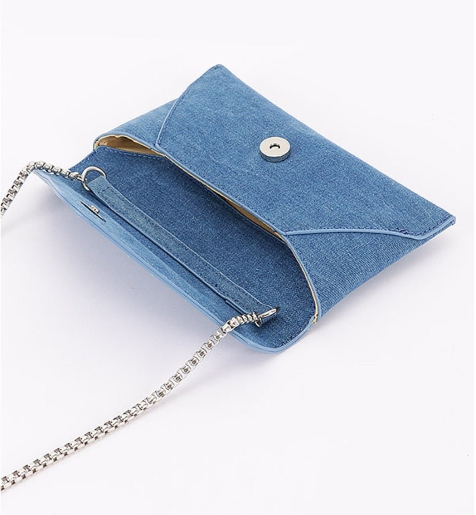 Denim Envelope Clutch $25.00 - Goldie B & Co Boutique