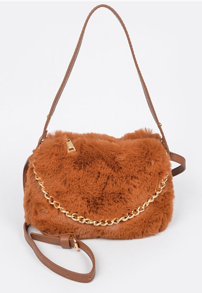 Faux Fur Shoulder Bag $36.00 - Goldie B & Co Boutique