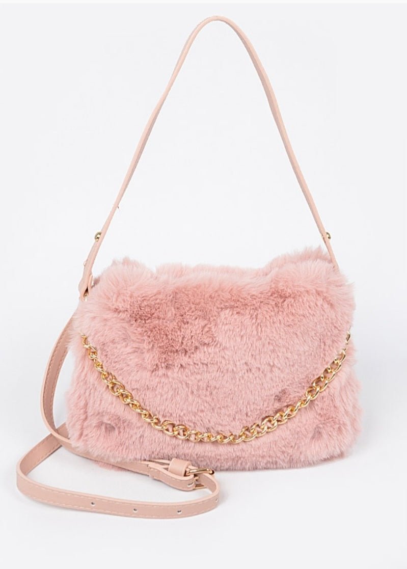 Faux Fur Shoulder Bag $36.00 - Goldie B & Co Boutique
