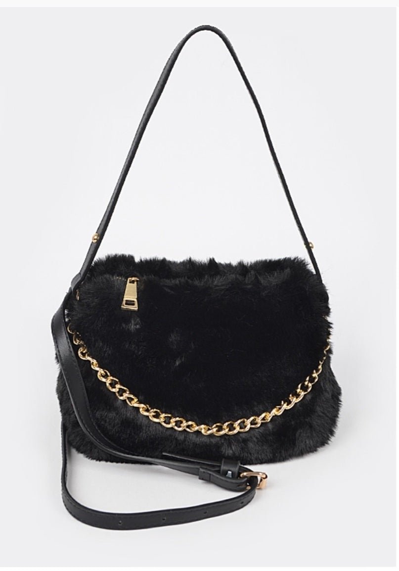 Faux Fur Shoulder Bag $36.00 - Goldie B & Co Boutique