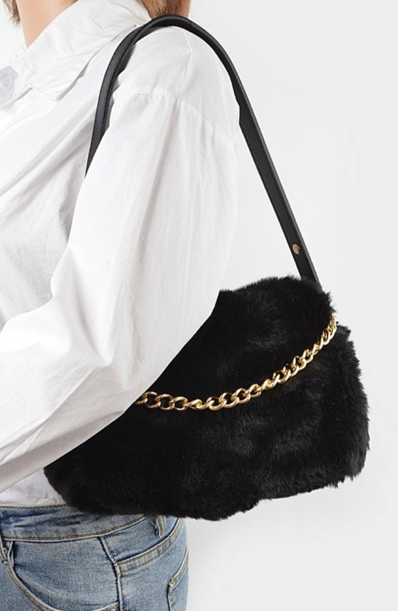 Faux Fur Shoulder Bag $36.00 - Goldie B & Co Boutique