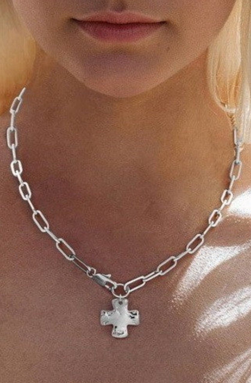 Hammered Toggle Cross Necklace $16.00 - Goldie B & Co Boutique