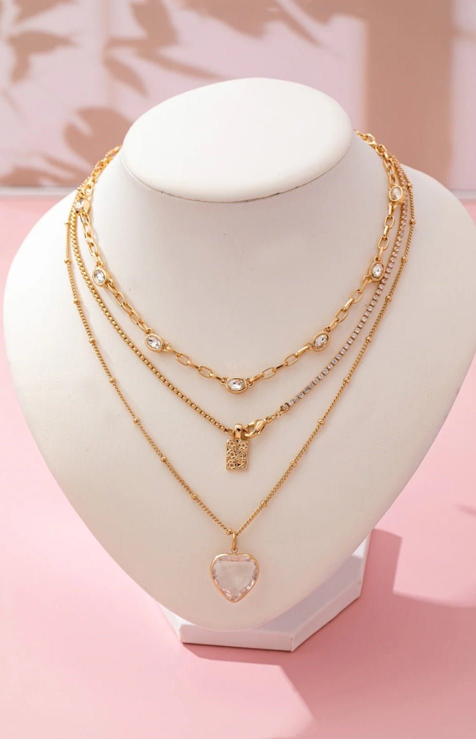 Layered Rhinestone Heart Necklace $20.00 - Goldie B & Co Boutique