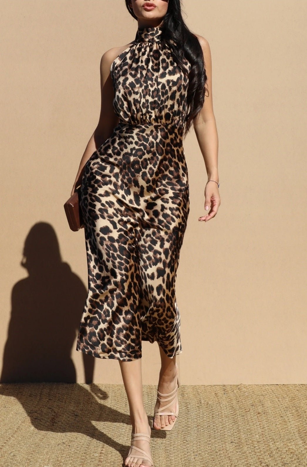Mock Neck Leopard Midi $35.00 - Goldie B & Co Boutique