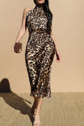 Mock Neck Leopard Midi $35.00 - Goldie B & Co Boutique