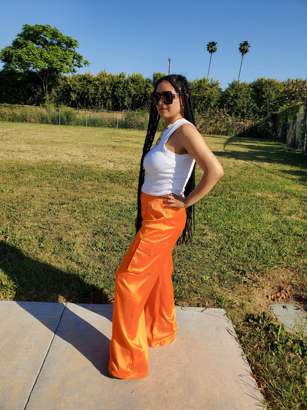 Orange Cargo Pants $9.00 - Goldie B & Co Boutique
