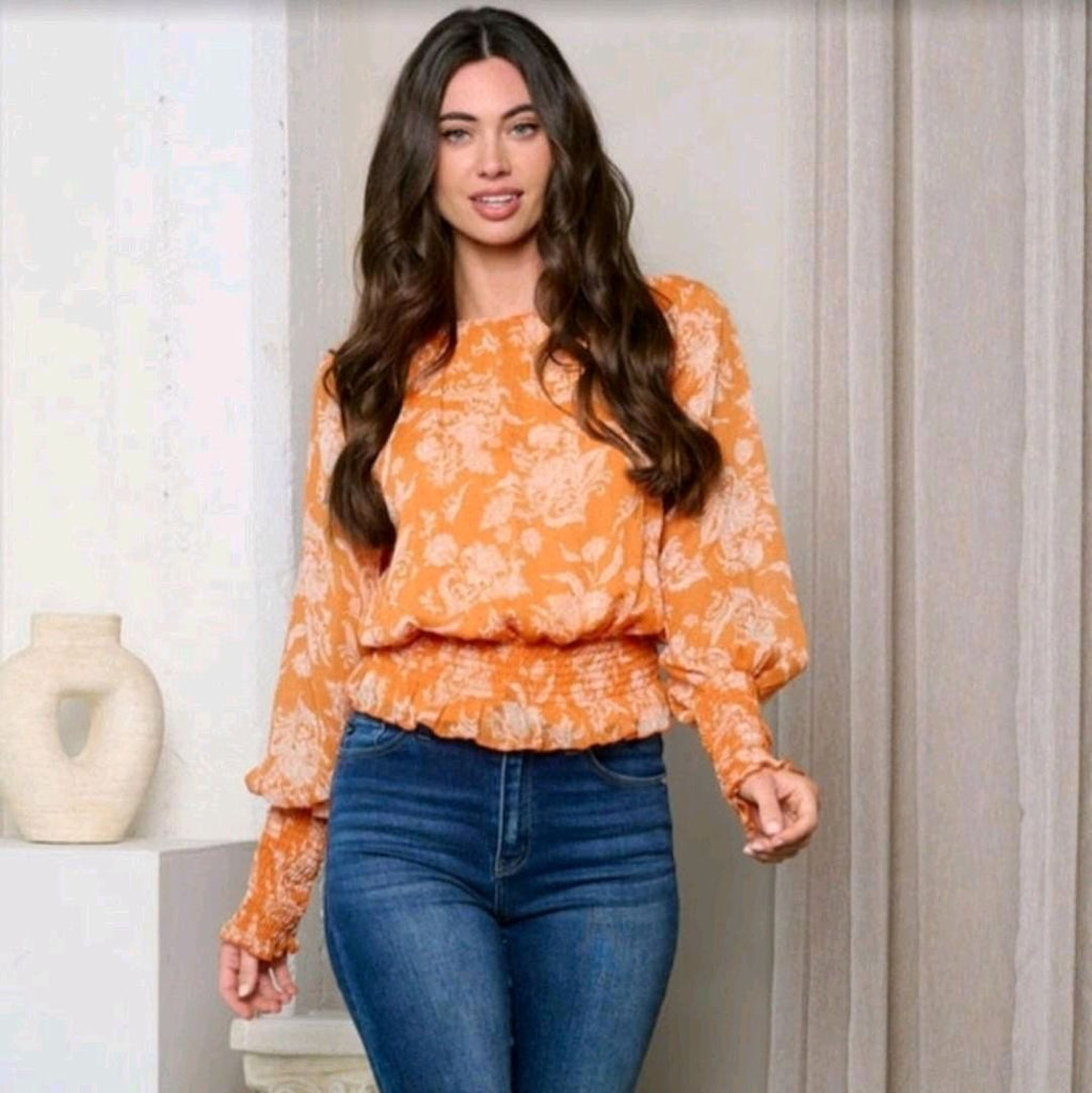 Orange Floral Top $8.00 - Goldie B & Co Boutique