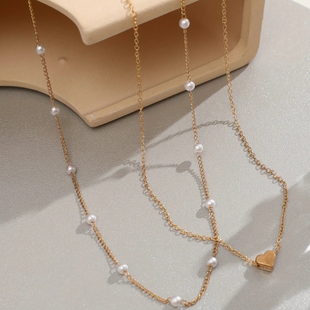 Pearl and Heart Layered Necklace $20.00 - Goldie B & Co Boutique