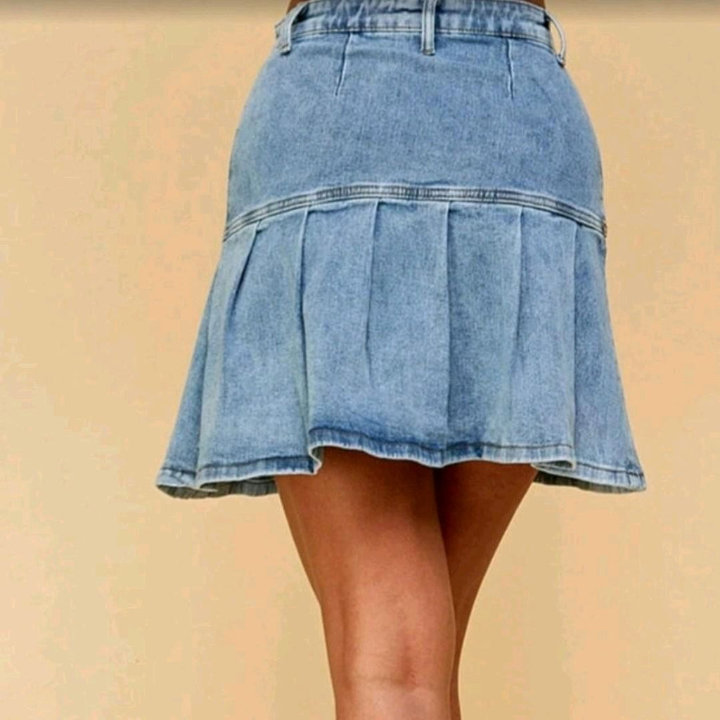 Pleated Denim Skirt $9.00 - Goldie B & Co Boutique