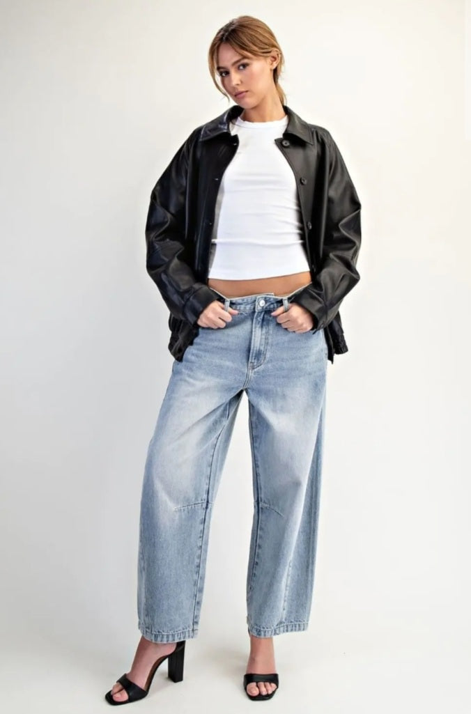Denim Relaxed Barrel Jeans - Goldie B & Co Boutique  