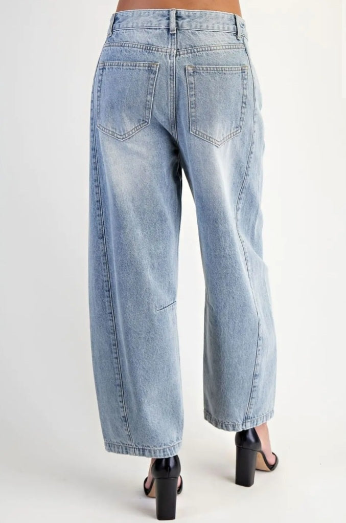 Denim Relaxed Barrel Jeans - Goldie B & Co Boutique  