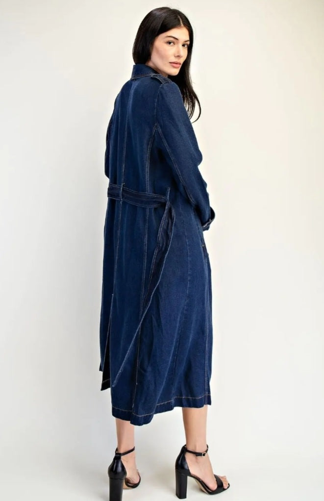 Denim Trench Coat - Goldie B & Co Boutique  