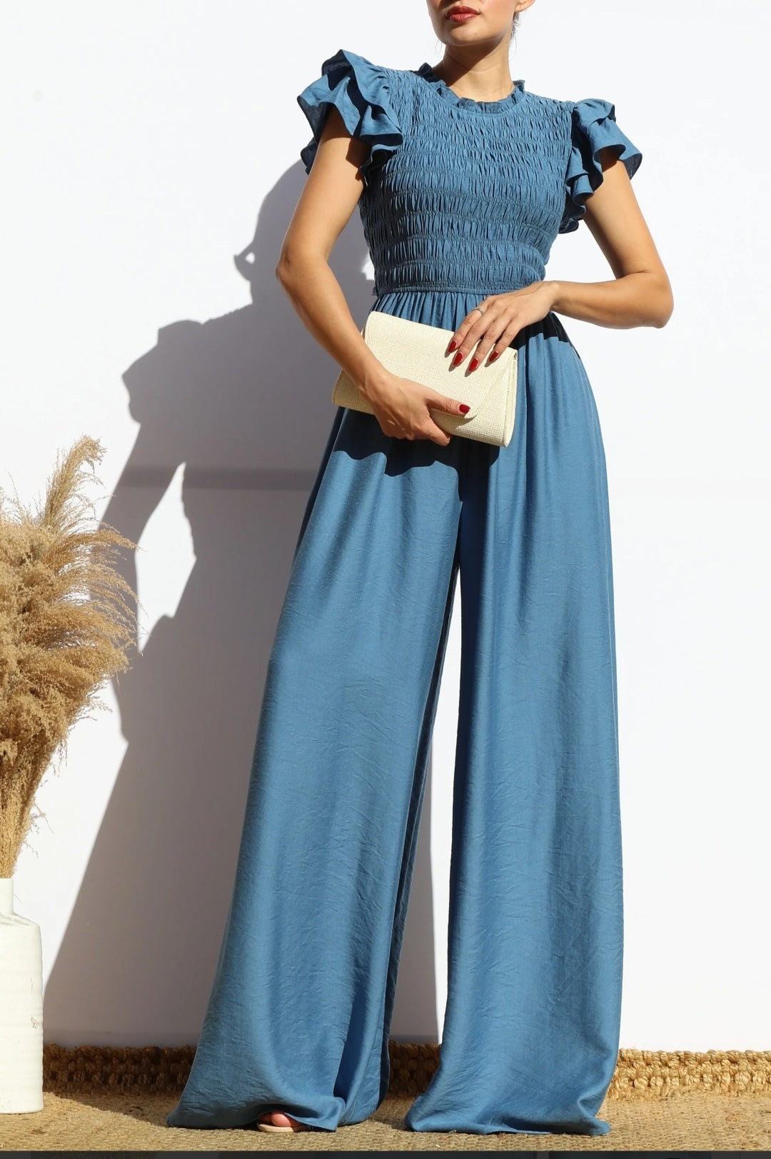 Smocked Top Ruffle Sleeve Jumpsuit - Goldie B & Co Boutique  
