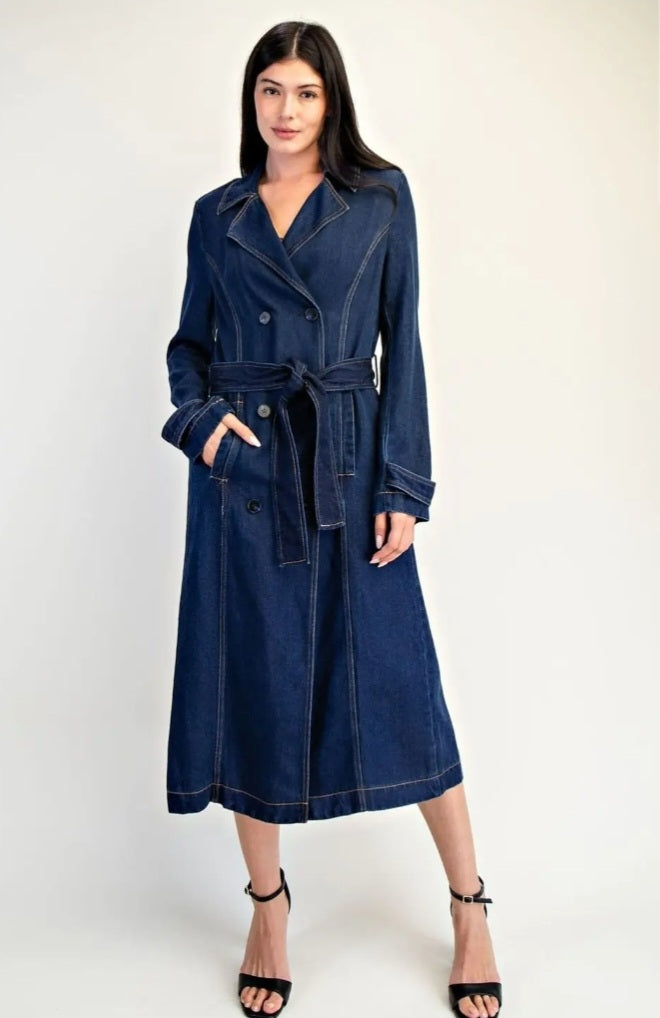 Denim Trench Coat - Goldie B & Co Boutique  