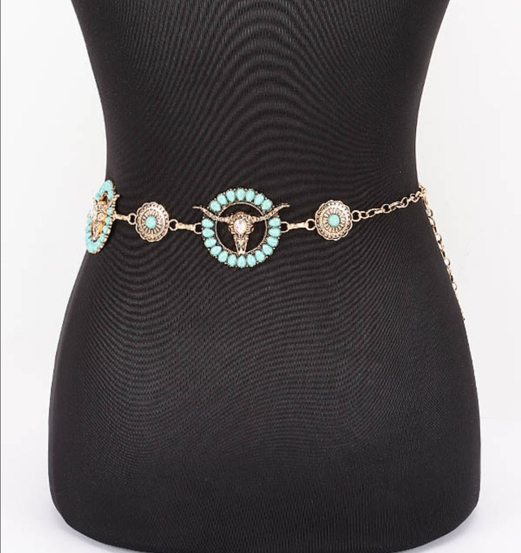 Western Turquoise Vintage Belt - Goldie B & Co Boutique  