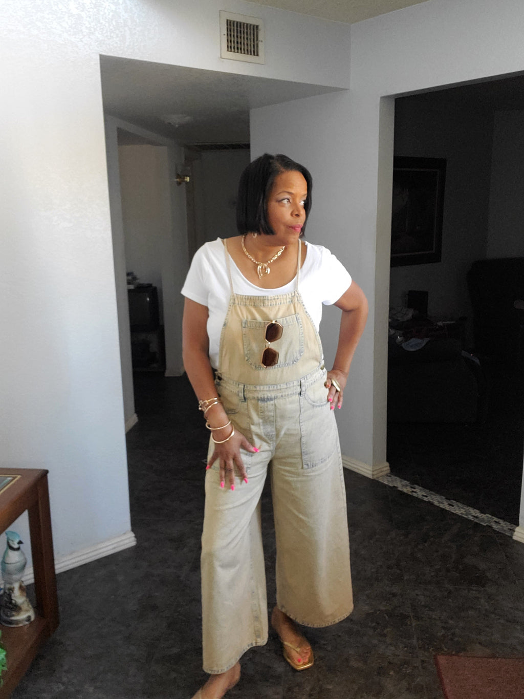 Wide leg washed denim overall - Goldie B & Co Boutique  