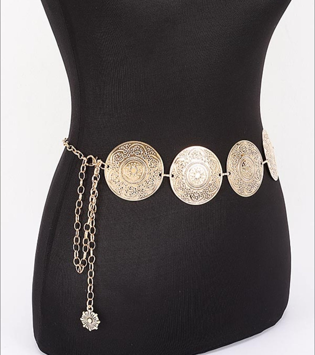 Embossed Disc Chain Belt - Goldie B & Co Boutique  