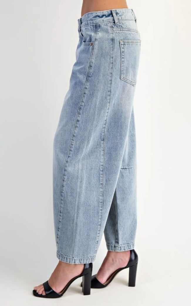 Denim Relaxed Barrel Jeans - Goldie B & Co Boutique  