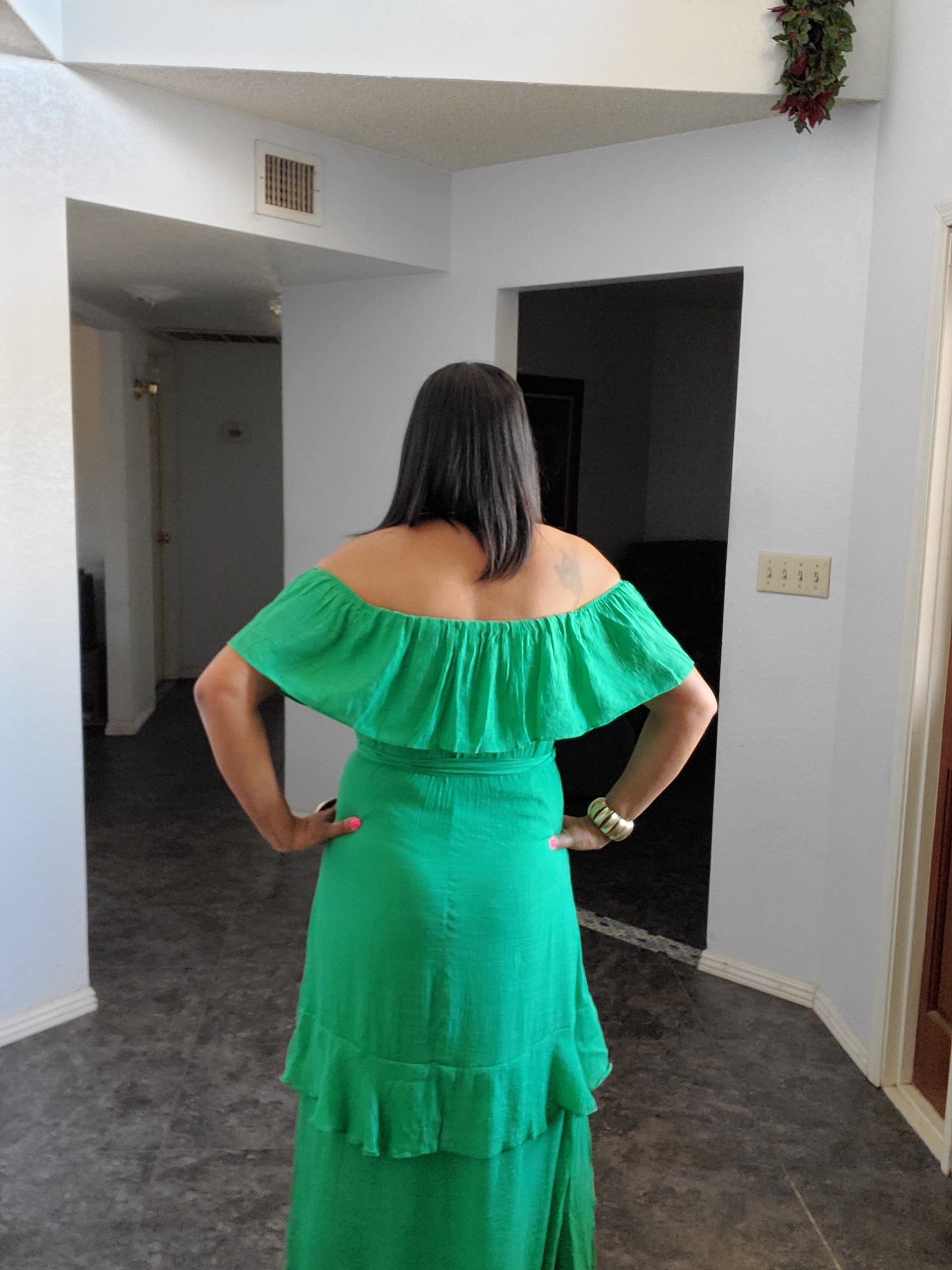 maxi kelly green dress Medium 6-8 Mock Neckline Key Config:Dresser swatch:forest-houndstooth Festivity Green | Women's