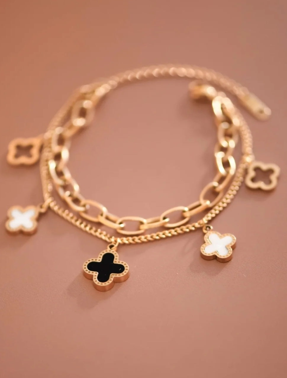 Double Chain Clover Bracelet - Goldie B & Co Boutique  