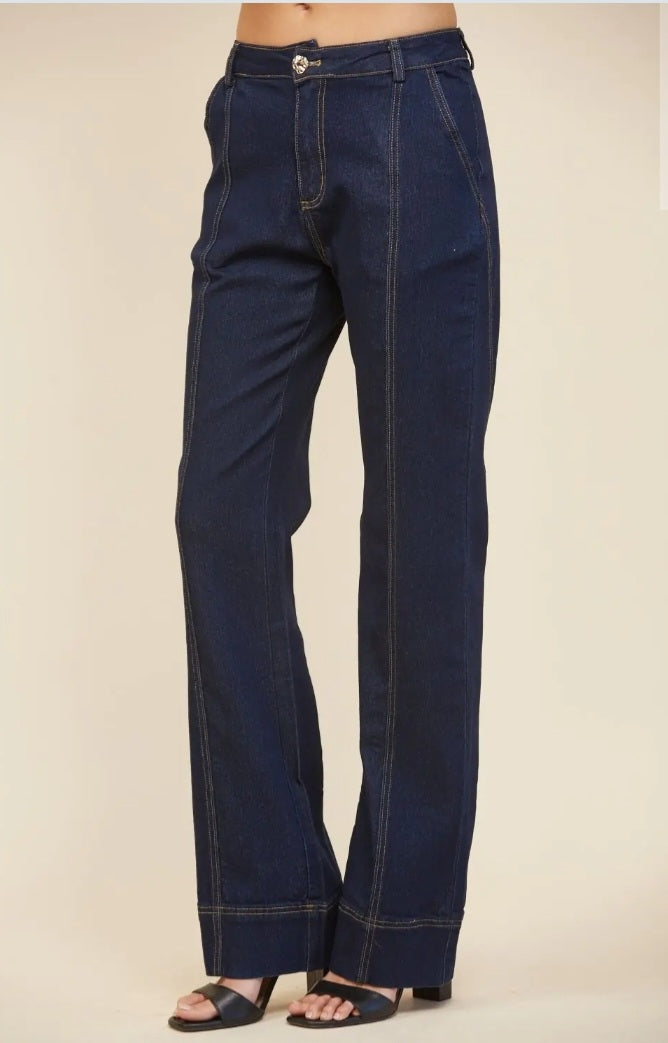 Semi Flare Denim Pants - Goldie B & Co Boutique  