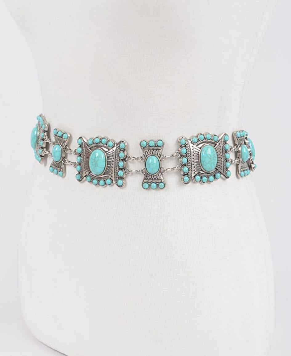 Turquoise Multi-Metal Chain Belt - Goldie B & Co Boutique  