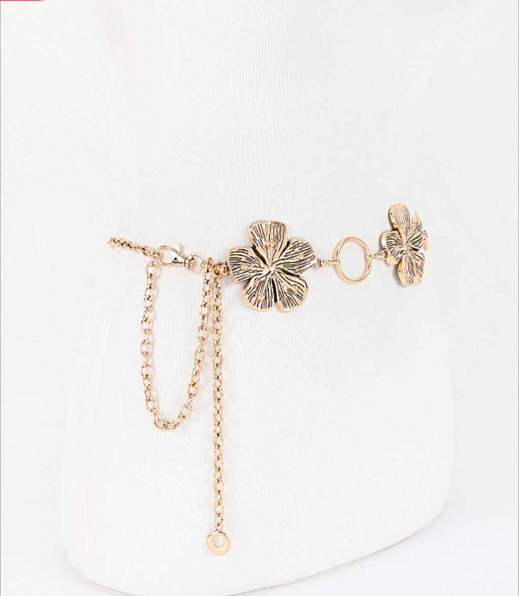 Floral Metal Vintage Chain Belt - Goldie B & Co Boutique  