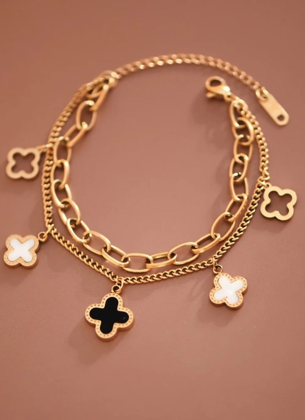 Double Chain Clover Bracelet - Goldie B & Co Boutique  