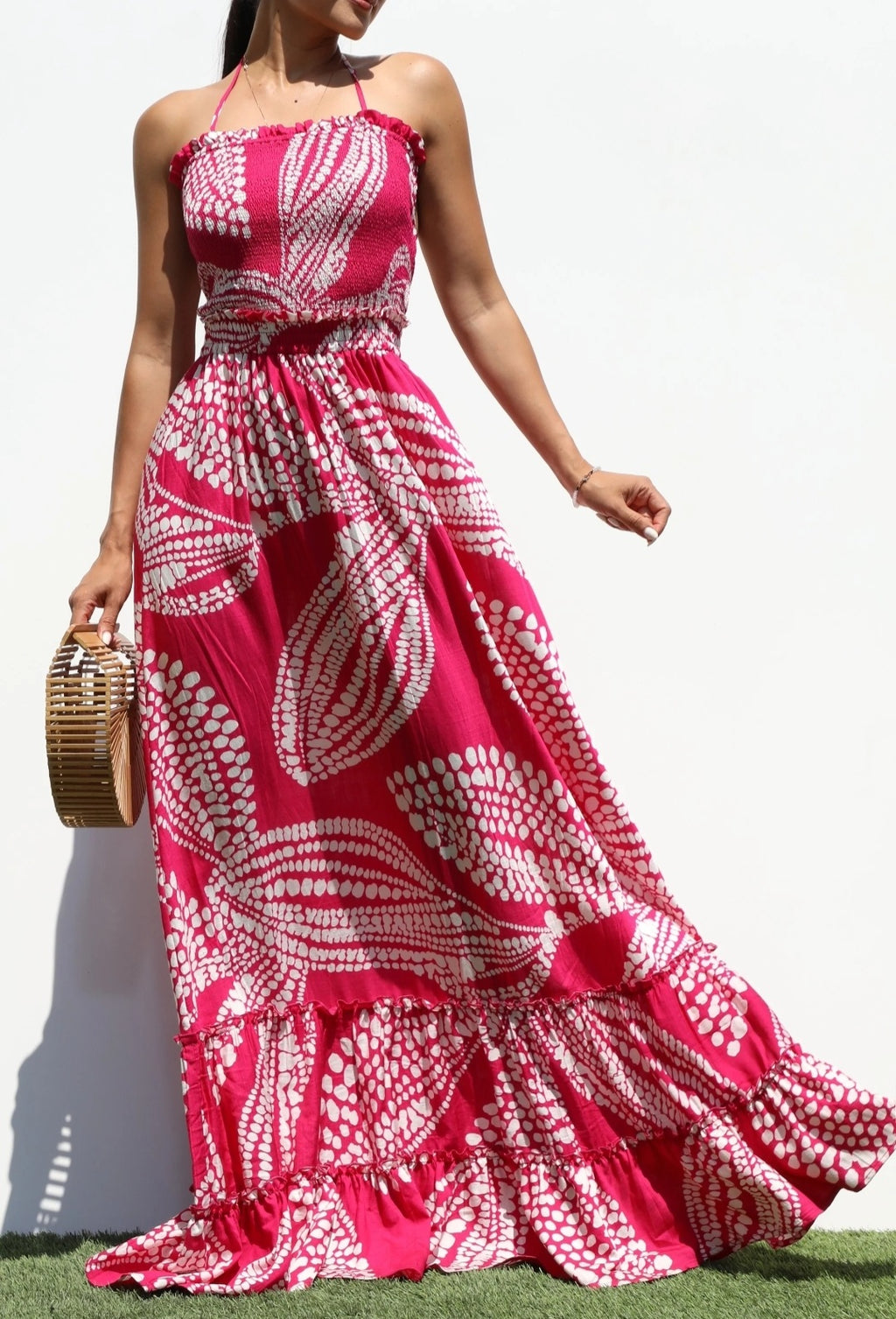 Smocked Woven Maxi Dress - Goldie B & Co Boutique  