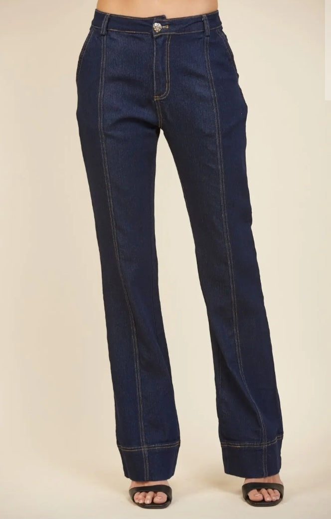 Semi Flare Denim Pants - Goldie B & Co Boutique  