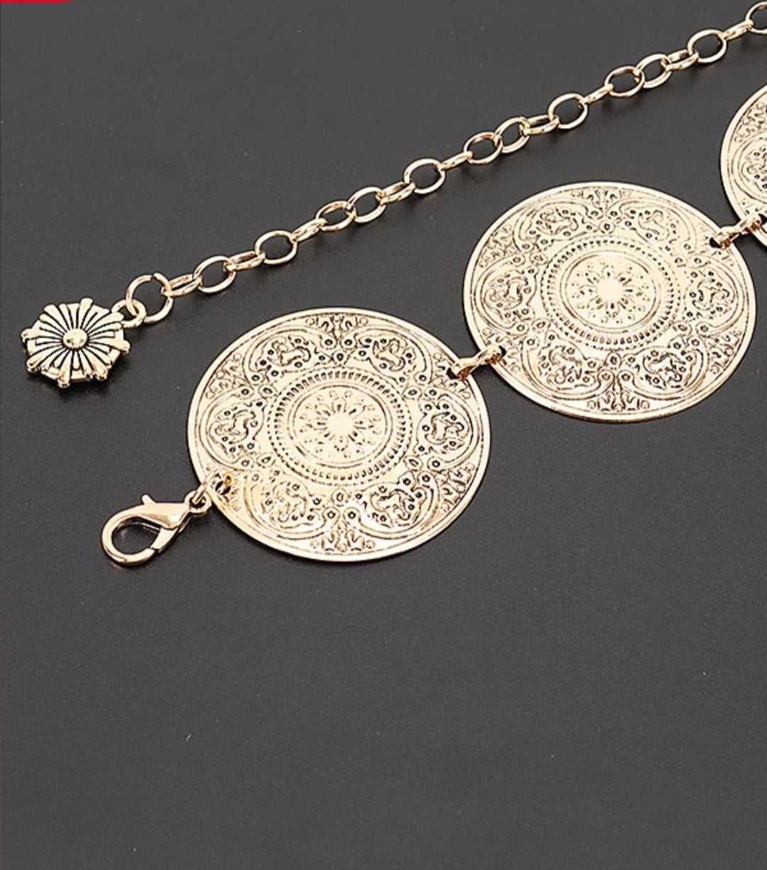 Embossed Disc Chain Belt - Goldie B & Co Boutique  