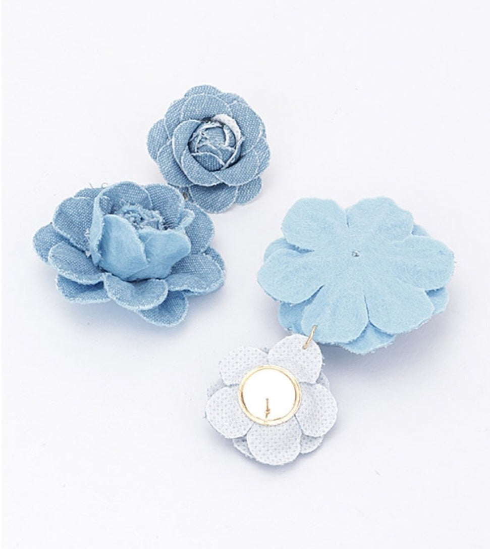 Denim Dangle Flower Earrings - Goldie B & Co Boutique  