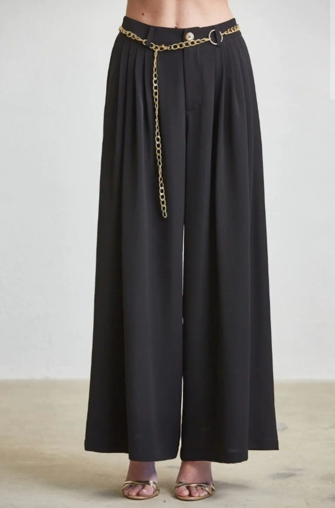 Pleated Wide-leg Woven Pants - Goldie B & Co Boutique  