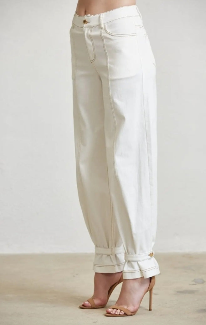 White Stretch Twill Pants - Goldie B & Co Boutique  