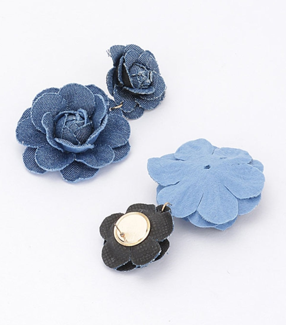 Denim Dangle Flower Earrings - Goldie B & Co Boutique  