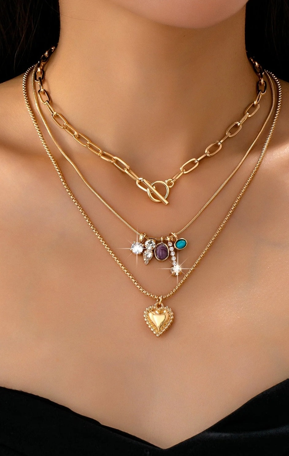 Cluster Layered Charm Necklace - Goldie B & Co Boutique  