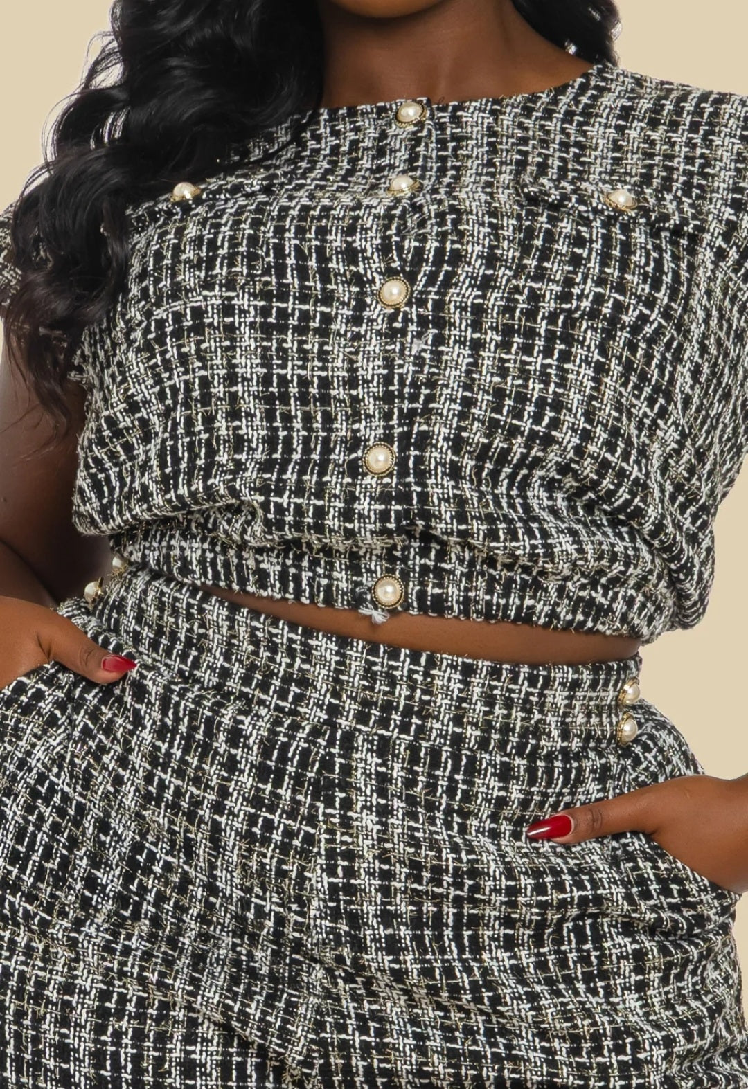 Tweed Short Set/Plus-size - Goldie B & Co Boutique  