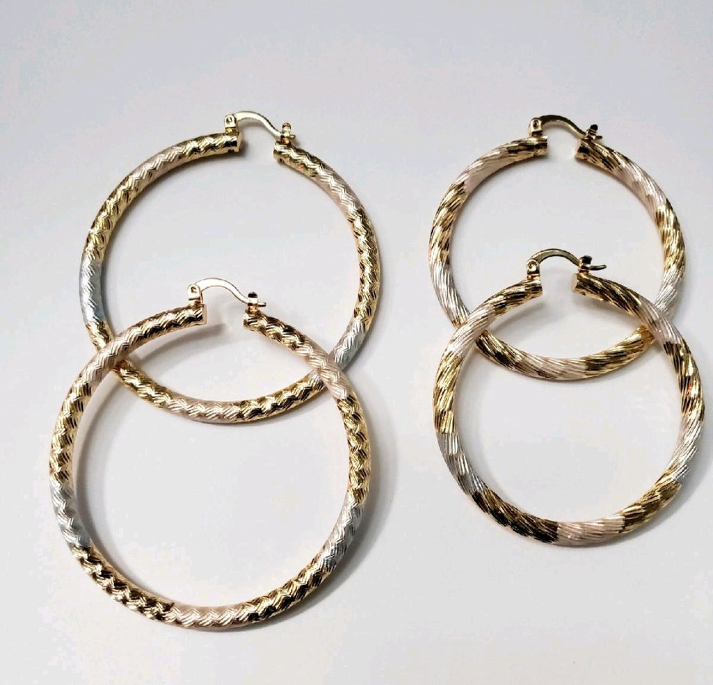 Tri-color Hoop Earrings