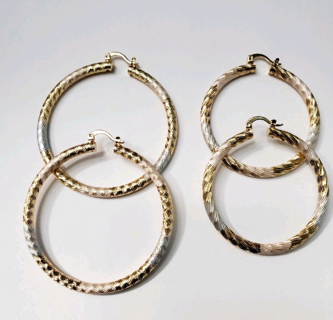 Tri-color Hoop Earrings