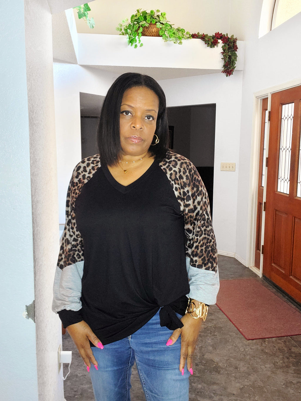 Animal Print color-block V-Neck Tunic Top - Goldie B & Co Boutique  