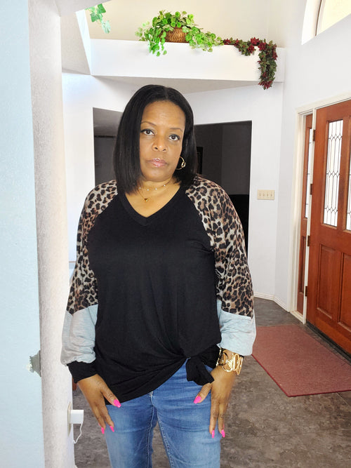 Animal Print color-block V-Neck Tunic Top - Goldie B & Co Boutique  