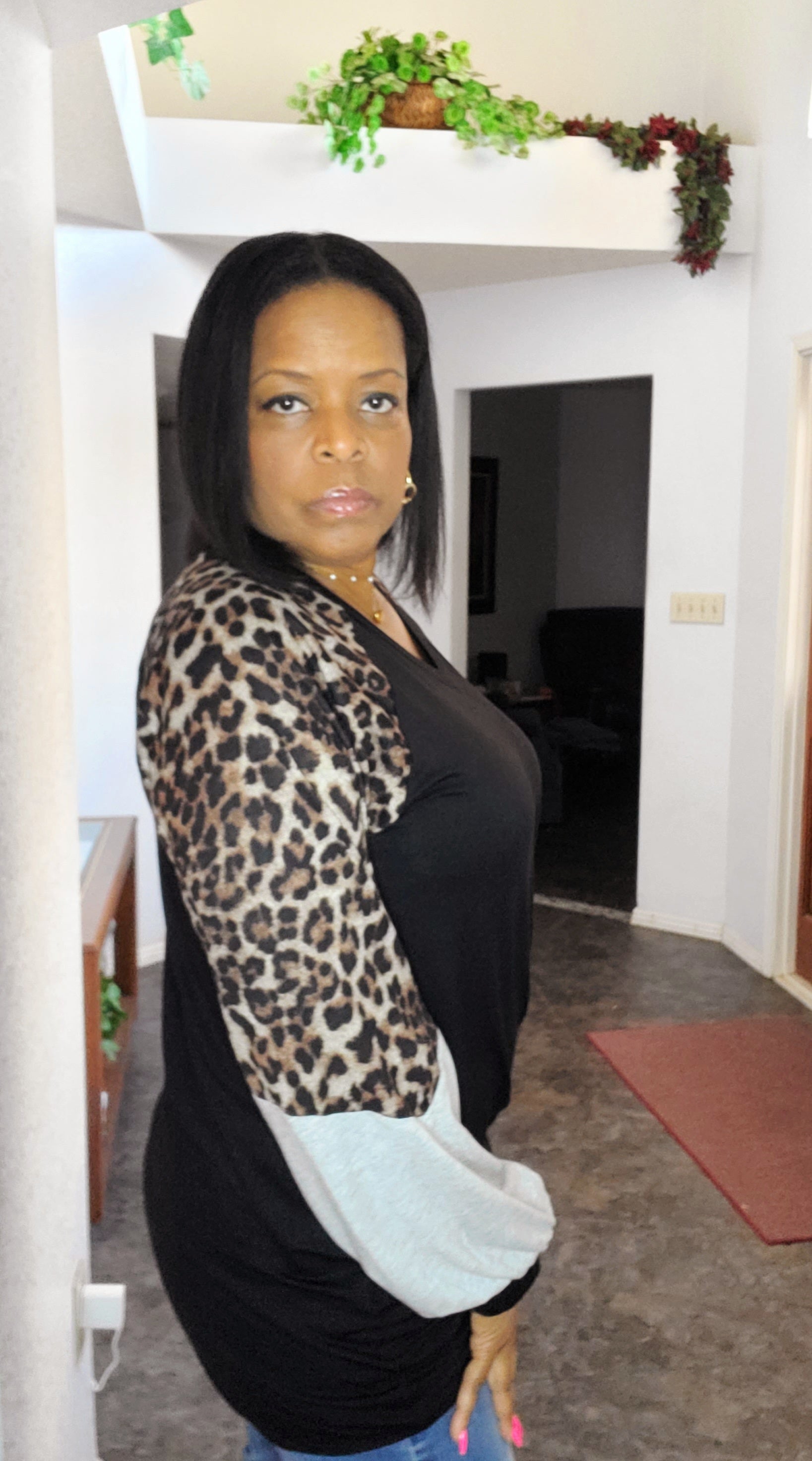 Animal Print color-block V-Neck Tunic Top - Goldie B & Co Boutique  