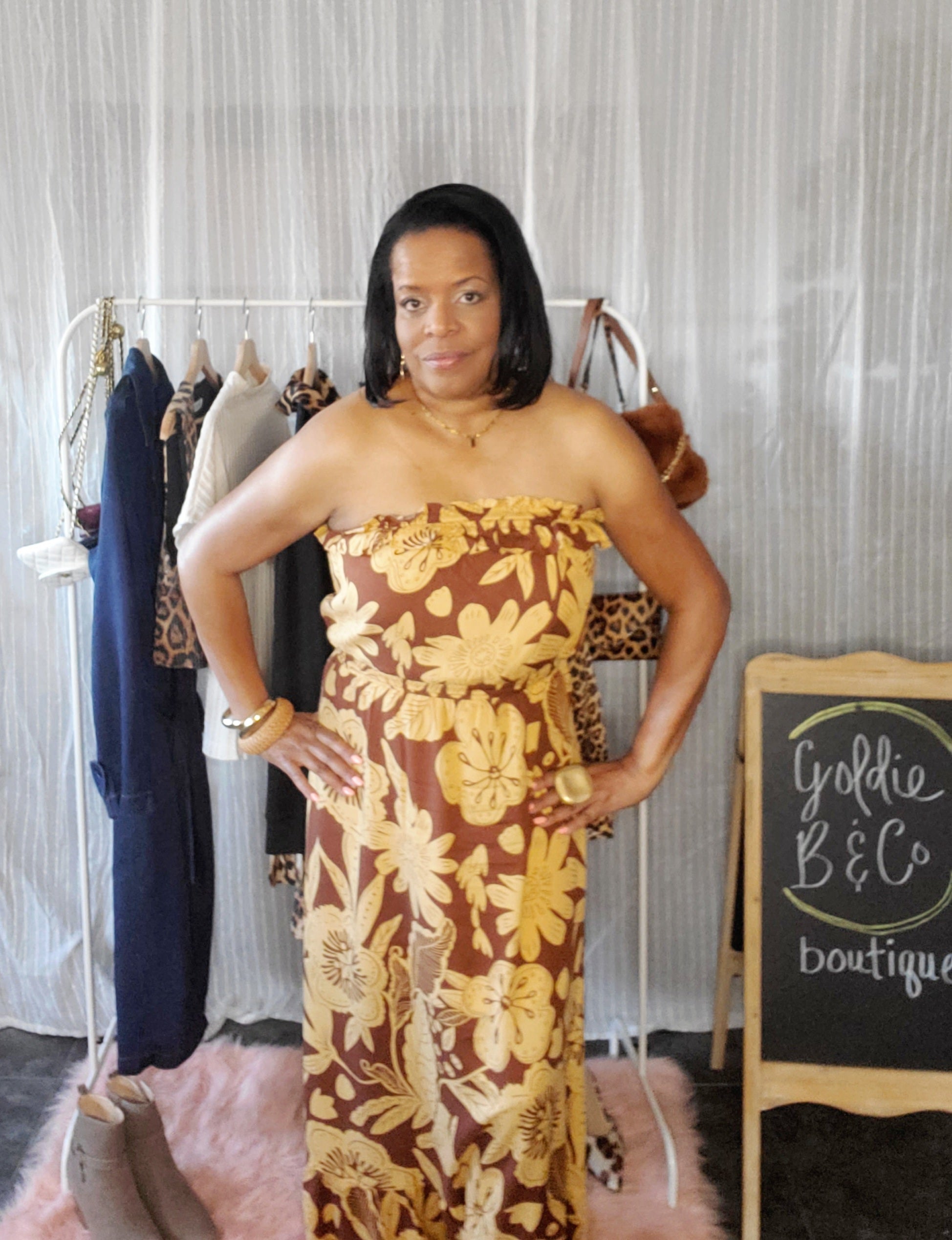 Cocoa Floral Maxi tube dress - Goldie B & Co Boutique  