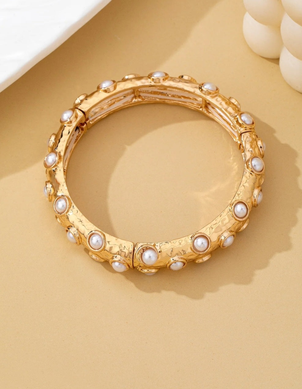 Vintage Gold & Pearl Bangle - Goldie B & Co Boutique  
