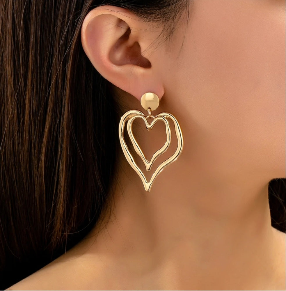 Double Drop Heart Earrings - Goldie B & Co Boutique  