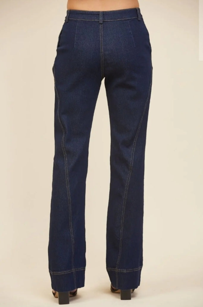 Semi Flare Denim Pants - Goldie B & Co Boutique  