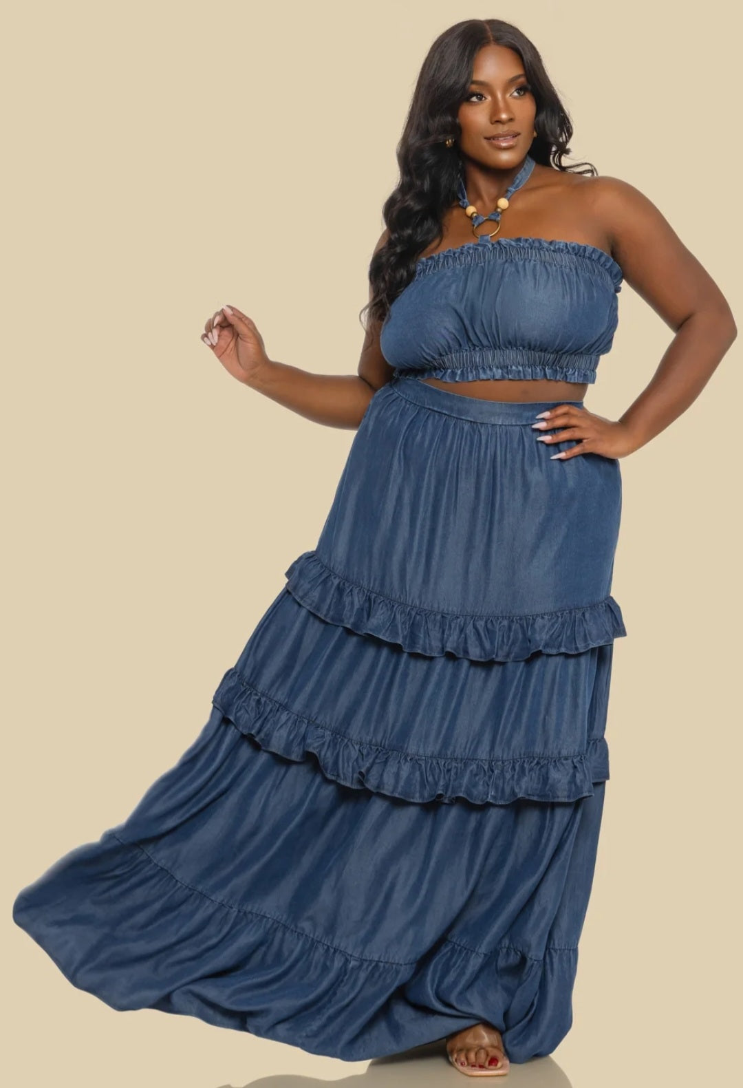 Denim Tube Top/Skirt Set - Goldie B & Co Boutique  